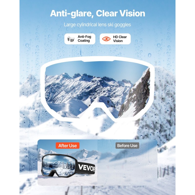 Laskettelulasit TPU-kehys sylinterimäinen linssi Revo-peilipinnoite OTG-rakenne kolmikerroksinen vaahtopehmuste