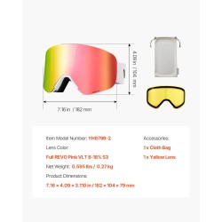 Laskettelulasit TPU-kehys OTG sylinterilinssi vaaleanpunainen Revo-pinnoite huurtumisenesto