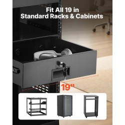 Lukittava vetolaatikko 3U hiiliteräksestä 19-tuumaisiin räkkeihin