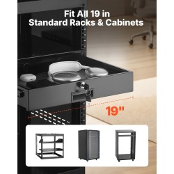 Räkkivetolaatikko 2U 19 tuuman 482 mm leveä lukittava hiiliteräksinen 3 kaapeliaukkoa