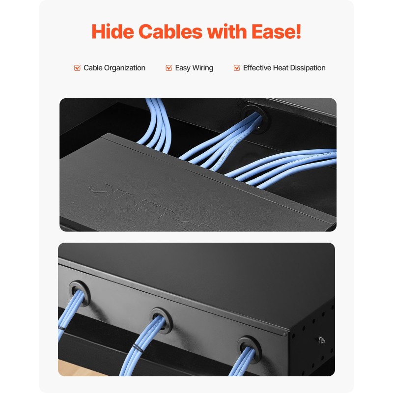 Räkkivetolaatikko 2U 19 tuuman 482 mm leveä lukittava hiiliteräksinen 3 kaapeliaukkoa