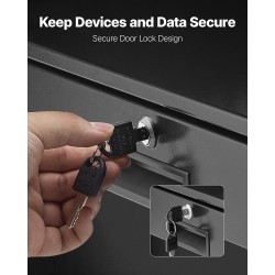 Räkkivetolaatikko 2U 19 tuuman 482 mm leveä lukittava hiiliteräksinen 3 kaapeliaukkoa