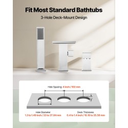 Ammehana harjattu ruostumaton teräs 3-reikäinen reuna-asennus yhden vivun vesiputoussuu käsisuihku