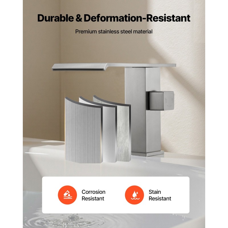 Ammehana harjattu ruostumaton teräs 3-reikäinen reuna-asennus yhden vivun vesiputoussuu käsisuihku