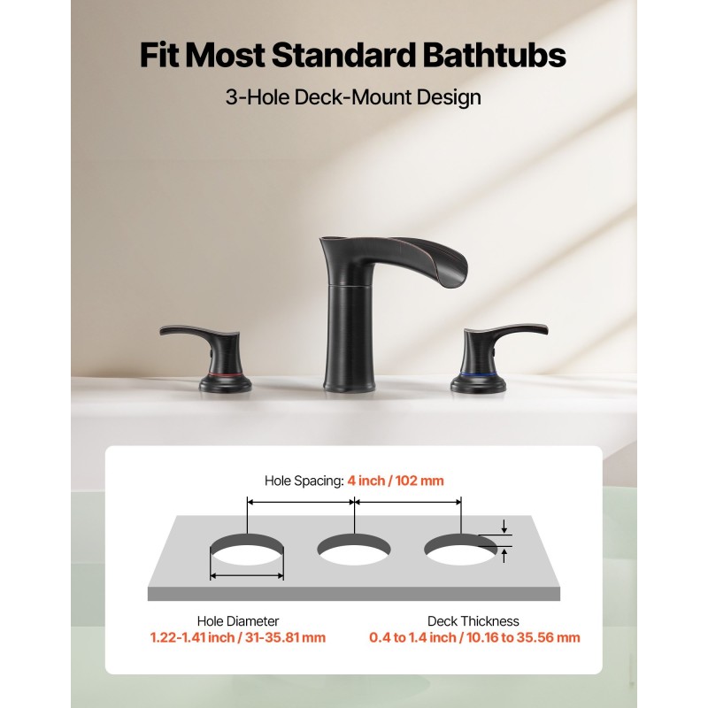 Ammehana ruostumatonta terästä roomalaistyylinen öljytty pronssiviimeistely 3-reikäinen kaksikahvainen