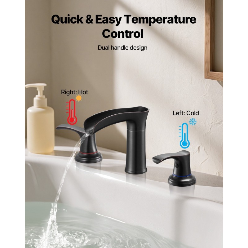 Ammehana ruostumatonta terästä roomalaistyylinen öljytty pronssiviimeistely 3-reikäinen kaksikahvainen