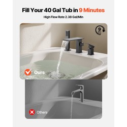 Kolmereikäinen mattamusta ammehana ruostumaton teräs vesiputous käsisuihku yhden vivun ohjaus