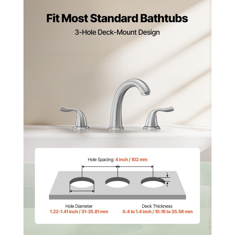 Ammeen hana kolmireikäinen reuna-asennus harjattu ruostumaton teräs joutsenkaulainen juoksuputki kaksi kahvaa