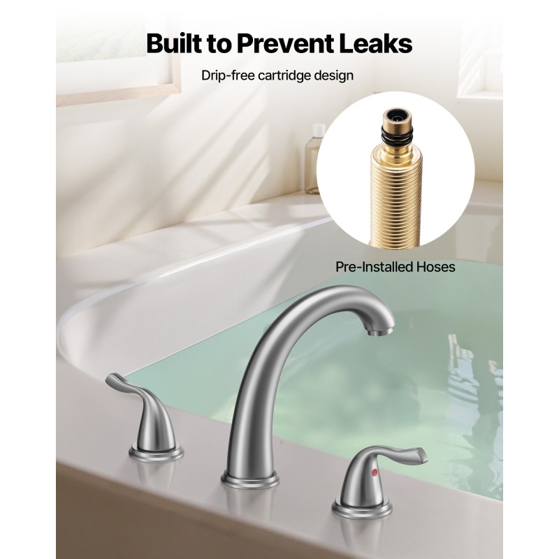 Ammeen hana kolmireikäinen reuna-asennus harjattu ruostumaton teräs joutsenkaulainen juoksuputki kaksi kahvaa