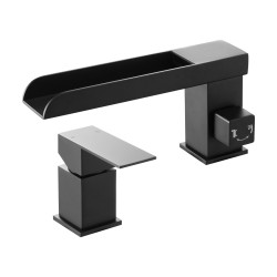 Roomalainen ammehana ruostumattomasta teräksestä mattamusta 3 reikäinen yhdellä vivulla käsisuihkulla