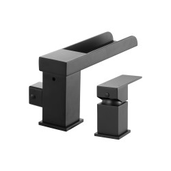 Roomalainen ammehana ruostumattomasta teräksestä mattamusta 3-reikäinen yhdellä vivulla käsisuihkulla