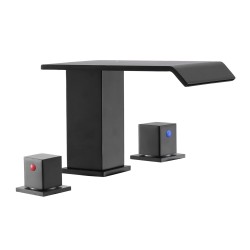 Ammehana 3 reikäinen ruostumaton teräsrunko mattamusta kaksi kahvaa vesiputoussuihku