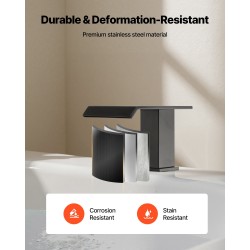 Ammehana 3-reikäinen ruostumaton teräsrunko mattamusta kaksi kahvaa vesiputoussuihku