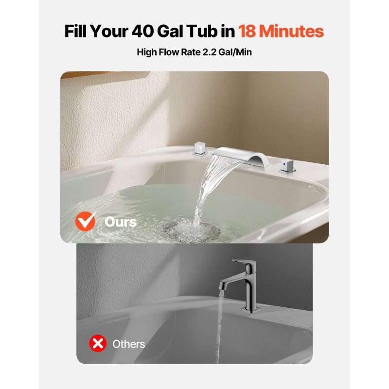 Kylpyammehana ruostumaton teräs 3-reikäinen kannenasennus hopeanvärinen kaksi vipua