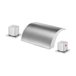 Kylpyammehana ruostumaton teräs 3-reikäinen kannenasennus hopeanvärinen kaksi vipua