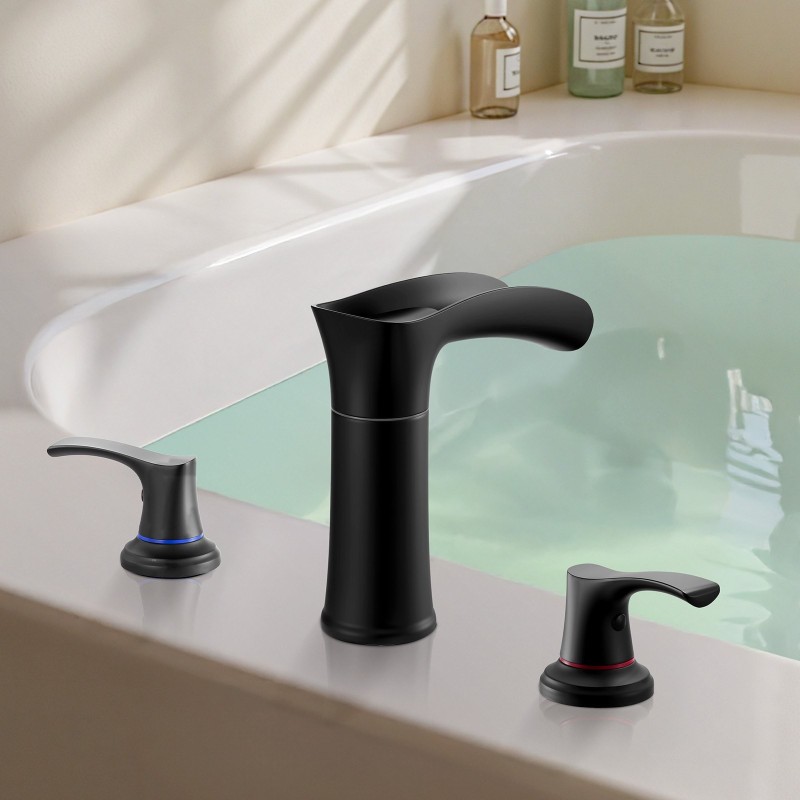 Vesiputous ammehana mattamusta kolmireikäinen reuna-asennus kaksikahvainen korkea virtaus