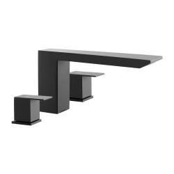 Ammeen reunalle asennettava vesiputoushana ruostumaton teräs mattamusta kaksikahvainen kolmireikäinen