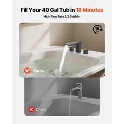 Ammeen reunalle asennettava vesiputoushana ruostumaton teräs mattamusta kaksikahvainen kolmireikäinen