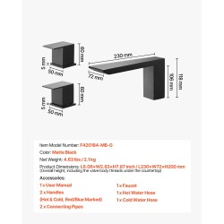 Ammeen reunalle asennettava vesiputoushana ruostumaton teräs mattamusta kaksikahvainen kolmireikäinen