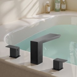 Ammeen reunalle asennettava vesiputoushana ruostumaton teräs mattamusta kaksikahvainen kolmireikäinen