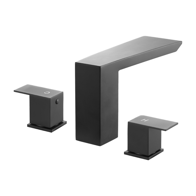 Ammeen reunalle asennettava vesiputoushana ruostumaton teräs mattamusta kaksikahvainen kolmireikäinen