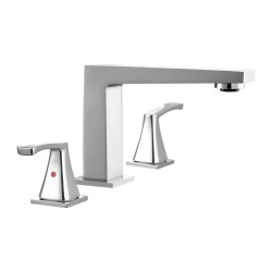 Kylpyammehana ruostumaton teräs kolmireikäinen reuna asennus kulmikas juoksuputki kaksi kahvaa hopeanvärinen