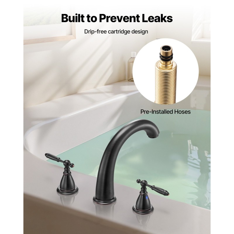 Roomalainen 3-reikäinen ruostumaton teräs kylpyammehana pronssiviimeistely kaksikahvainen