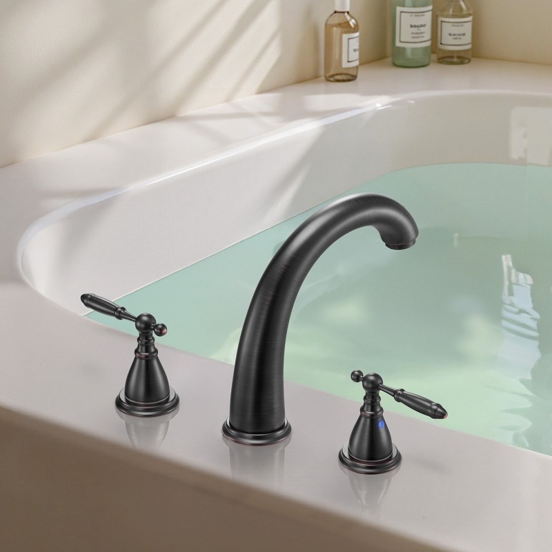 Roomalainen 3-reikäinen ruostumaton teräs kylpyammehana pronssiviimeistely kaksikahvainen