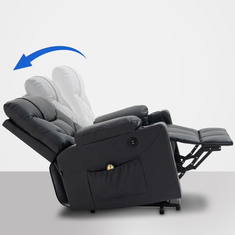 Andover sähköinen nojatuoli USB-porteilla ja juomatelineillä