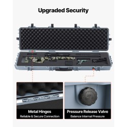 Kovakantinen PP-muovinen asekotelo 138 cm pitkä lukittava kivääreille pyörillä