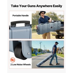 Kovakantinen PP-muovinen asekotelo 138 cm pitkä lukittava kivääreille pyörillä