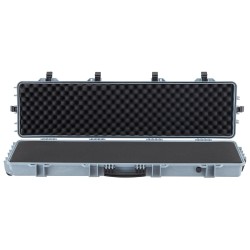 Kovakantinen PP-muovinen asekotelo 138 cm pitkä lukittava kivääreille pyörillä