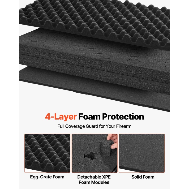 Kovakotelo pitkille aseille PP 134x42,5x18cm IP67 lukittava XPE-vaimennus