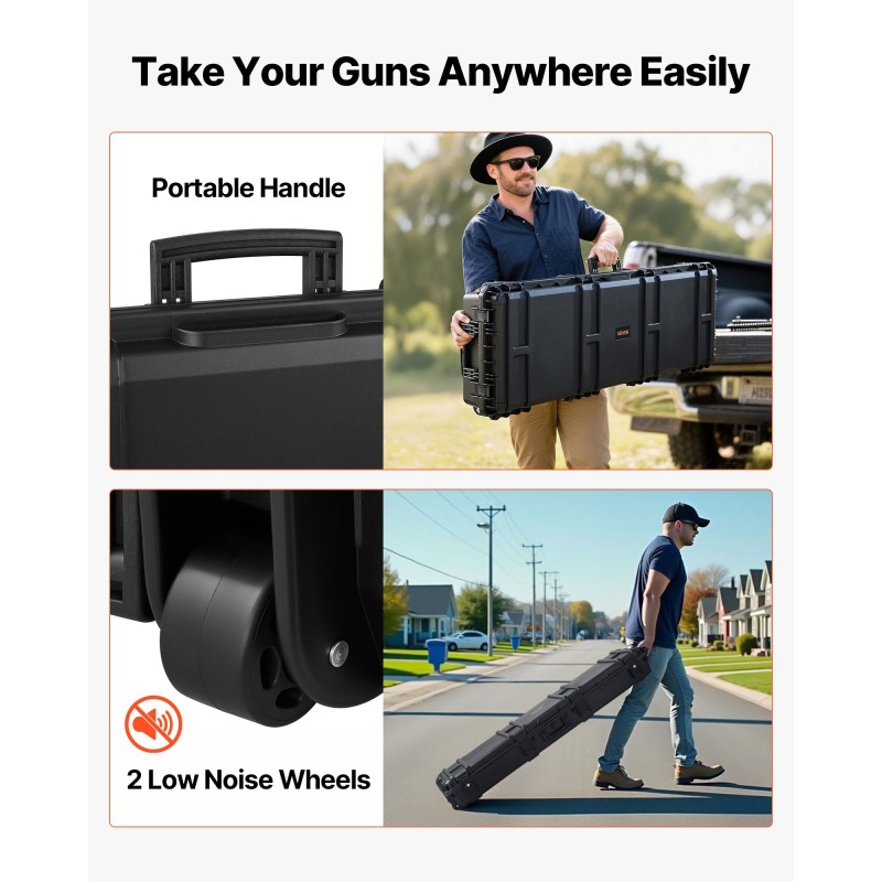 Kovakotelo pitkille aseille PP 134x42,5x18cm IP67 lukittava XPE-vaimennus