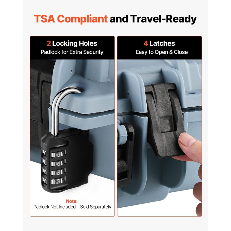 Asekotelo lukittava PP-muovinen IP67 sisämitta 102 cm muotoiltava vaahtomuovi pyörillä