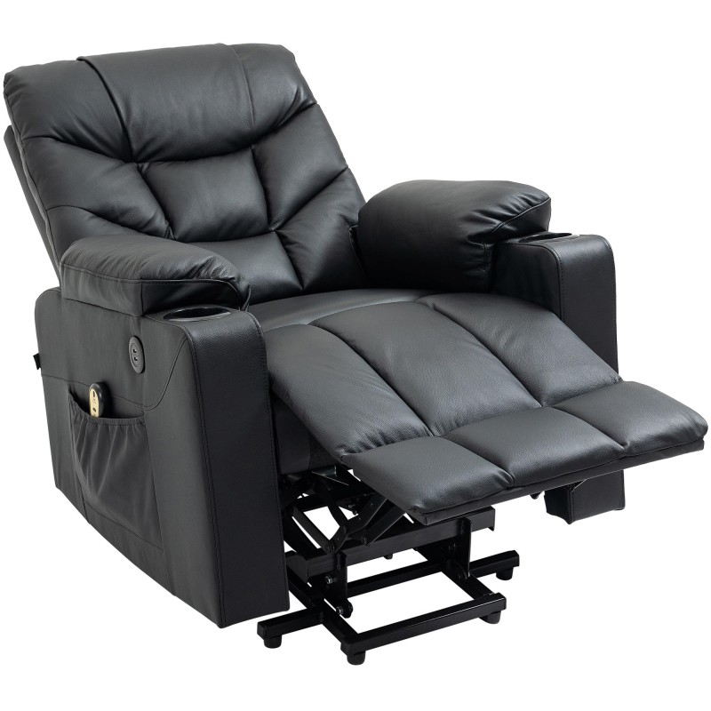 Andover sähköinen nojatuoli USB-porteilla ja juomatelineillä