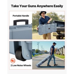 Kova PP-kuorinen aseen kuljetuslaukku IP67-vesitiivis pyörillä 1066 mm