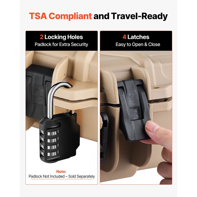 Kovakotelo PP-muovinen pitkille aseille IP67 vaahtomuovi pyörillä lukittava