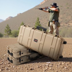 Kovakotelo PP-muovinen pitkille aseille IP67 vaahtomuovi pyörillä lukittava