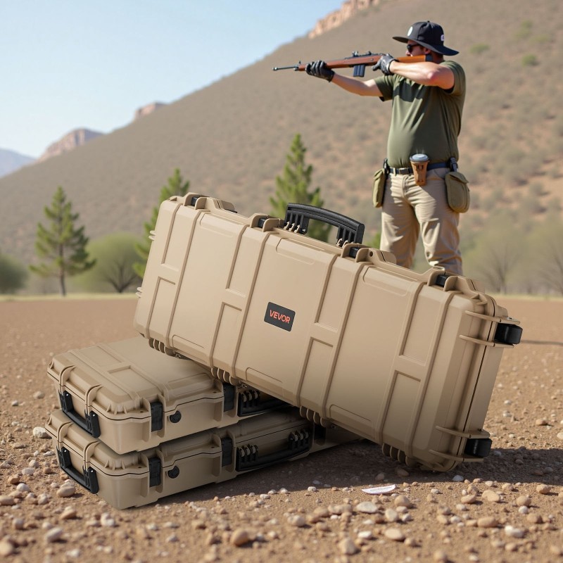 Kovakotelo PP-muovinen pitkille aseille IP67 vaahtomuovi pyörillä lukittava