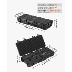 Kovakotelo polypropeeni pitkille aseille sisäpituus 914 mm vesitiivis IP67