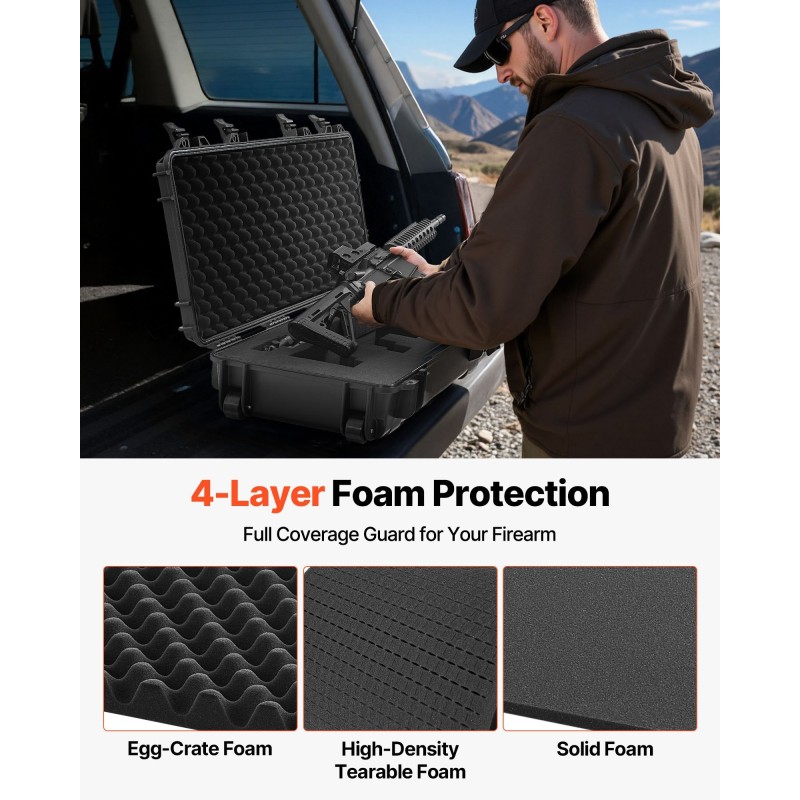 Kovakotelo polypropeeni pitkille aseille sisäpituus 914 mm vesitiivis IP67