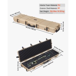 Kova lukittava asepussi polypropeenikuori 138 cm pitkä IP67-suojattu
