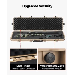 Kova lukittava asepussi polypropeenikuori 138 cm pitkä IP67-suojattu