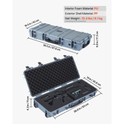 Lukittava PP-kovakotelo pitkille aseille IP67 4 kerrosta vaahtomuovia 97,8x42x17,3 cm