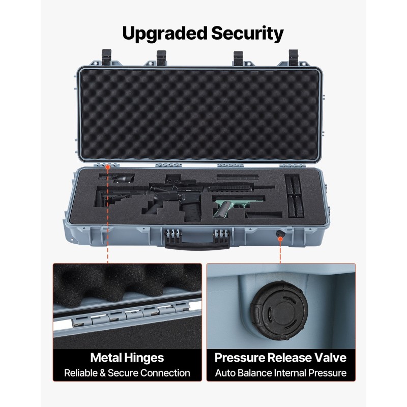 Lukittava PP-kovakotelo pitkille aseille IP67 4 kerrosta vaahtomuovia 97,8x42x17,3 cm