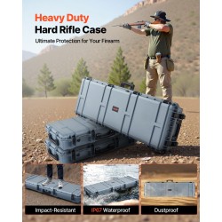 Asekotelo polypropeenimuovinen lukittava vesitiivis pölytiivis pyörillä esileikatulla vaahdolla kivääreille ja pistooleille