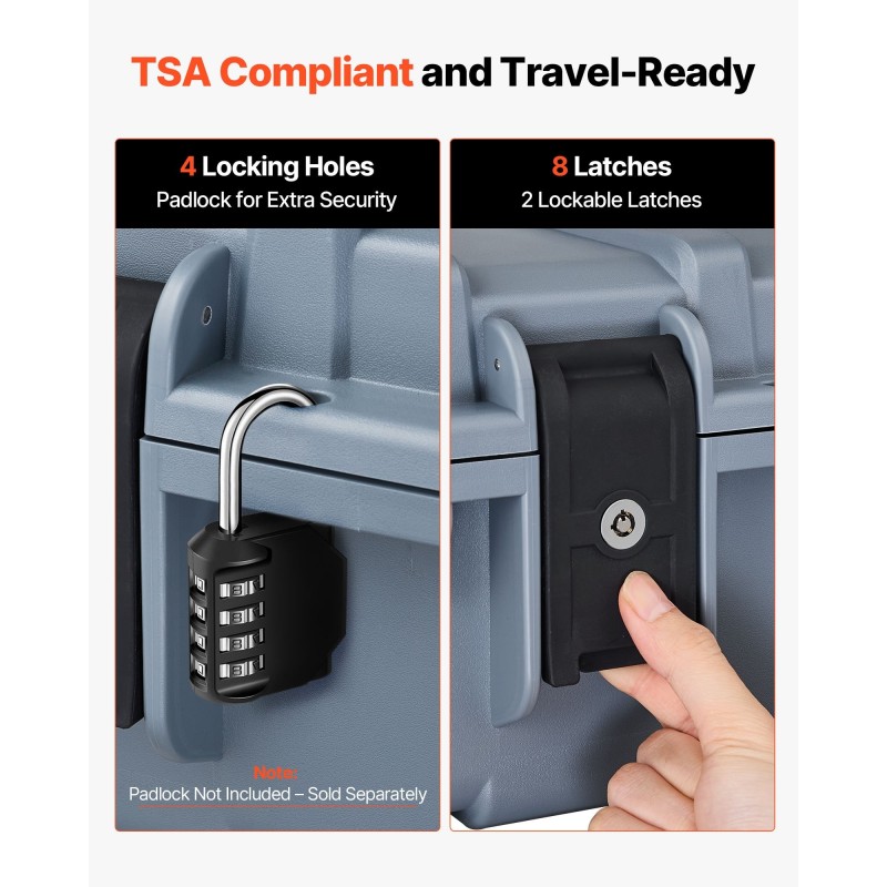 Asekotelo polypropeenimuovinen lukittava vesitiivis pölytiivis pyörillä esileikatulla vaahdolla kivääreille ja pistooleille