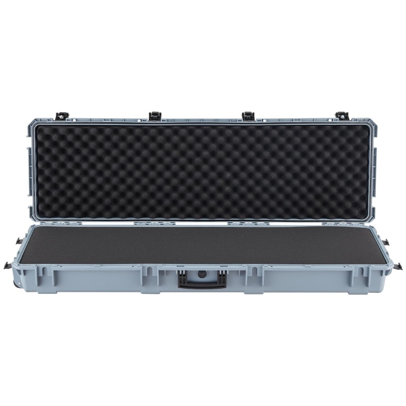 Asekotelo polypropeenimuovinen lukittava vesitiivis pölytiivis pyörillä esileikatulla vaahdolla kivääreille ja pistooleille