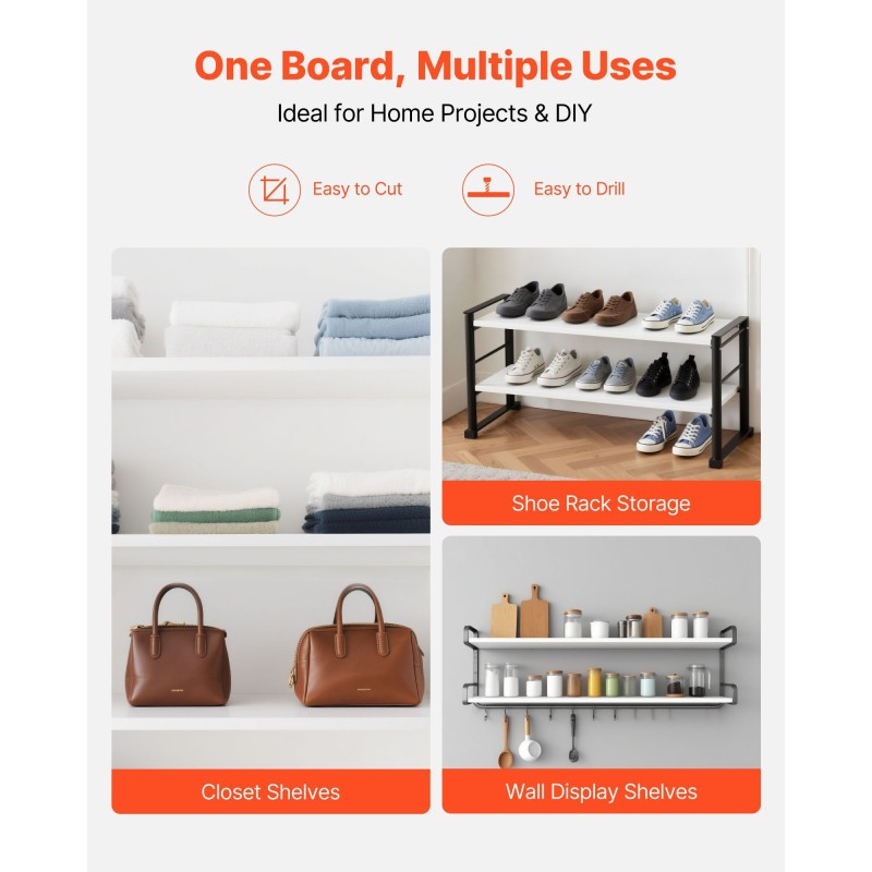 Melamiinipintaiset lastulevyhyllyt 584×355×15 mm 2 kpl valkoiset